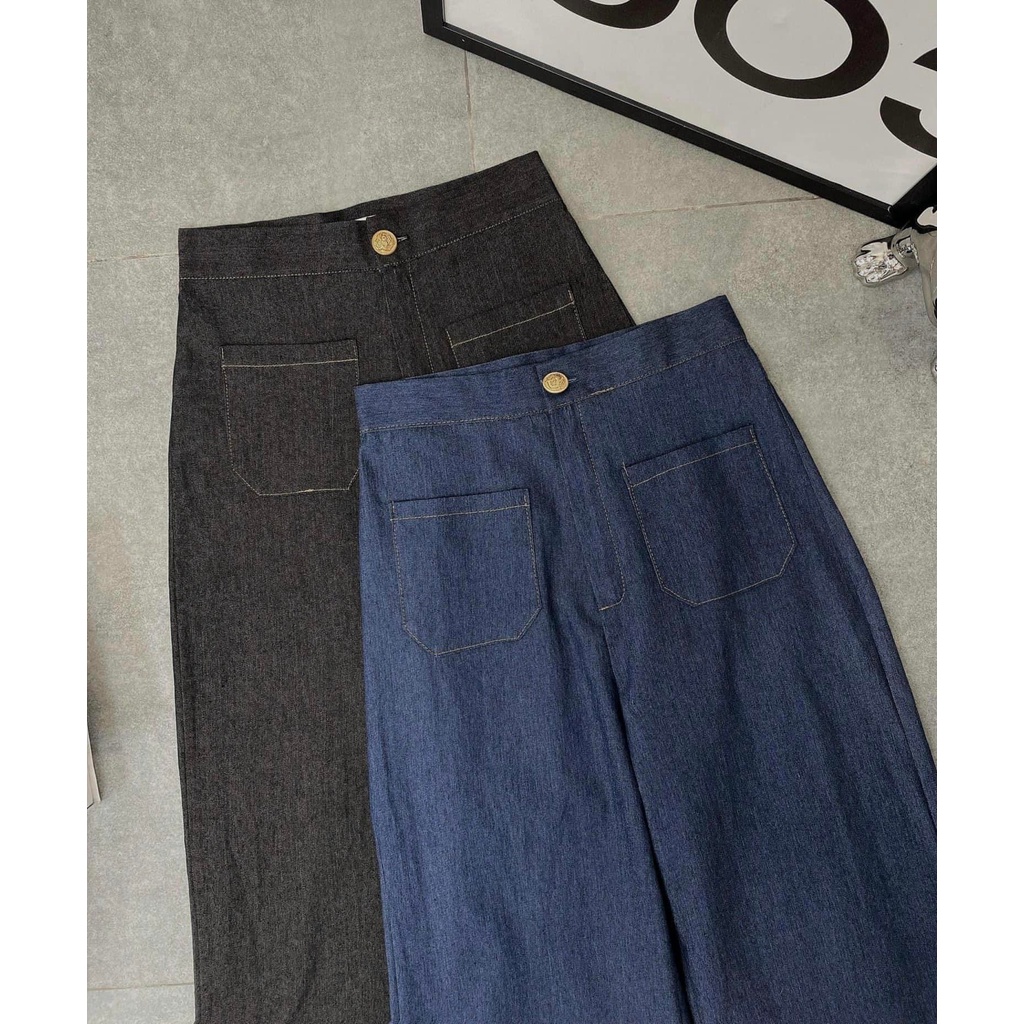 Quần jean suông màu xanh và đen