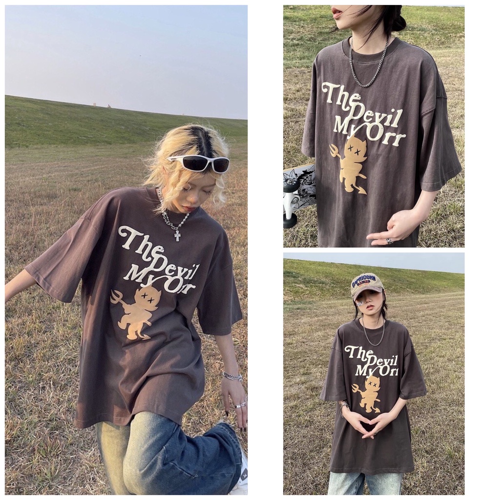 Áo Thun 3158 Devil JOLIE Unisex 🌸 Phông form rộng tay lỡ in hình vintage pull oversize kiểu hàn quốc Ulzzang🌸