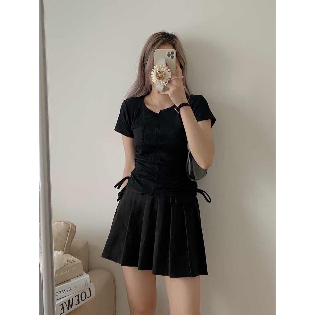 Áo cộc tay tăm rút cạnh (2312)