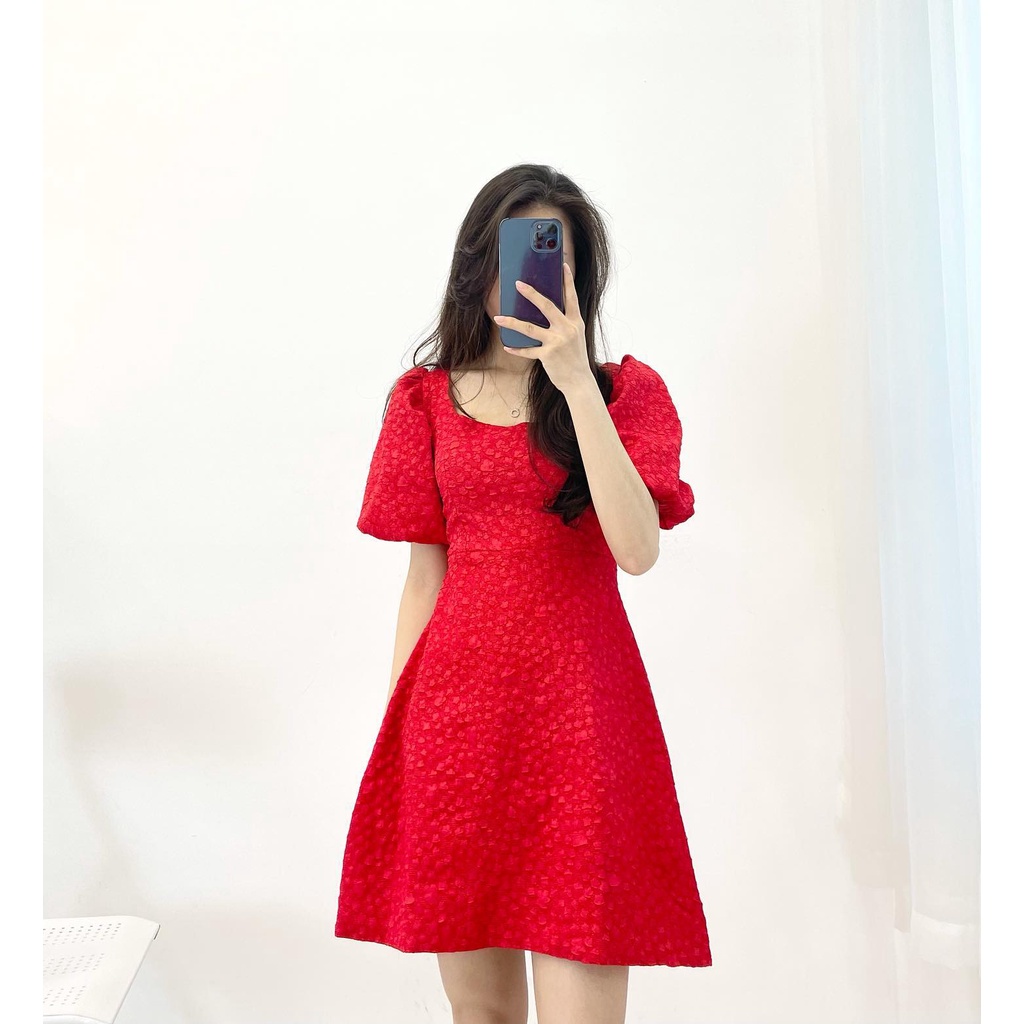 (FREESHIP) Đầm xốp gấm thắt nơ Miho house