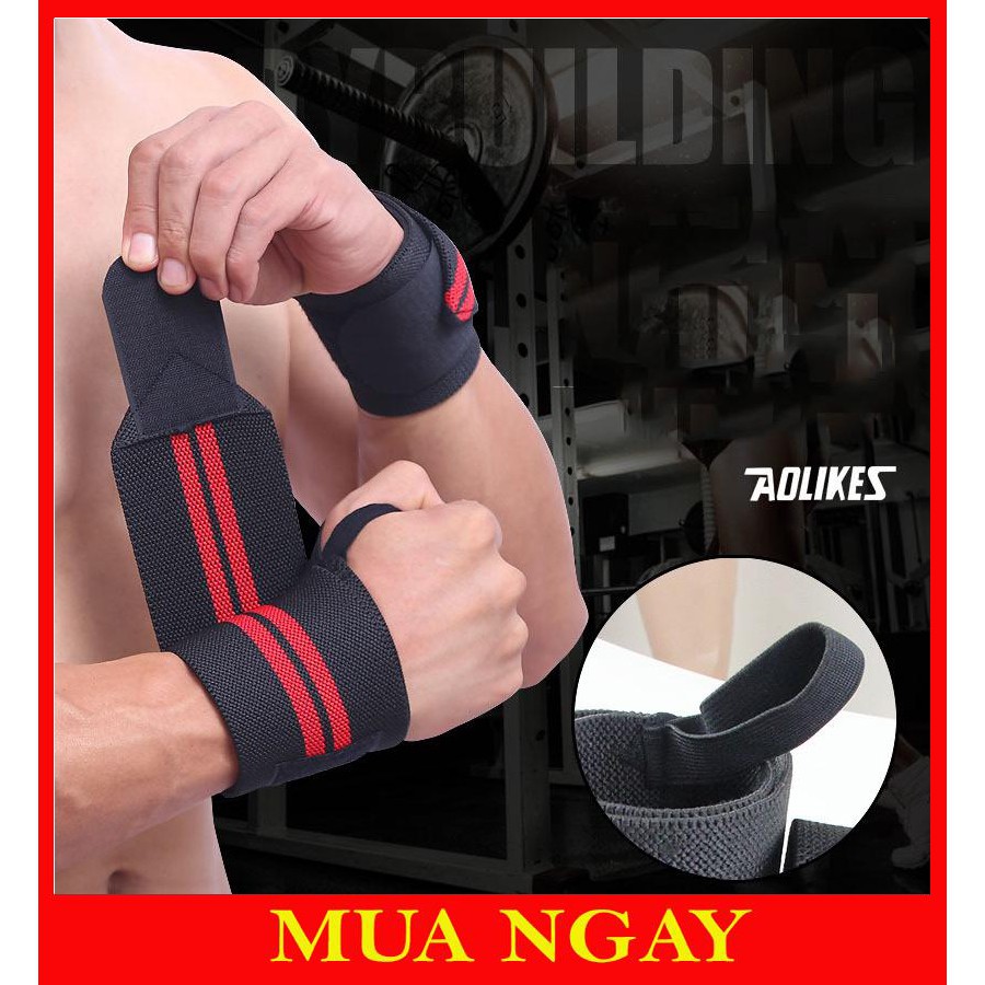 Dây quấn nịt cổ tay dụng cụ tập gym hỗ trợ Aolikes cao cấp AK19