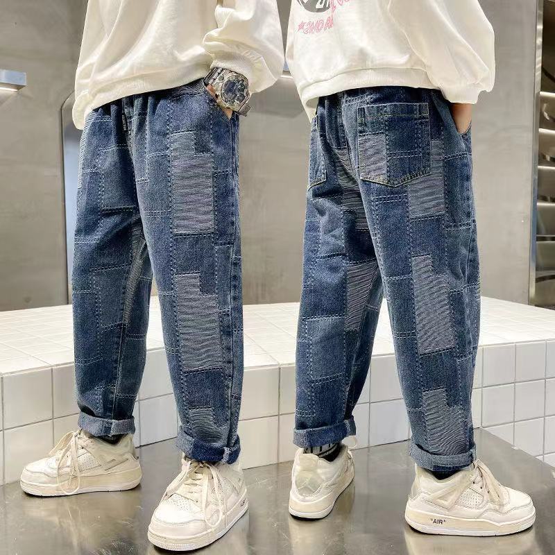 Quần Jeans Dài Phối Màu Thời Trang Cho Bé Trai