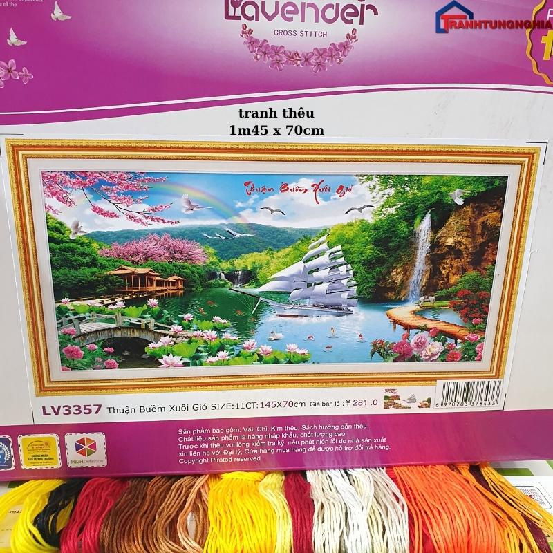 Tranh đính đá, tranh thêu chữ thập thuận buồm xuôi gió