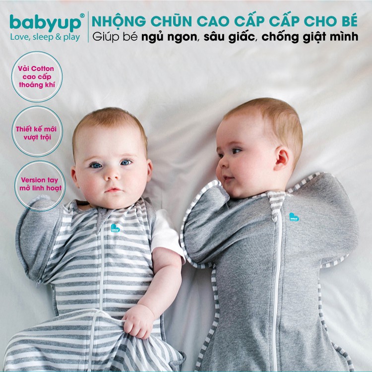 Nhộng chũn cho bé cao cấp Babyup. Giúp bé ngủ ngon, sâu giấc, chống giật mình - Nhộng ngủ Vải cotton co giãn 4 chiều