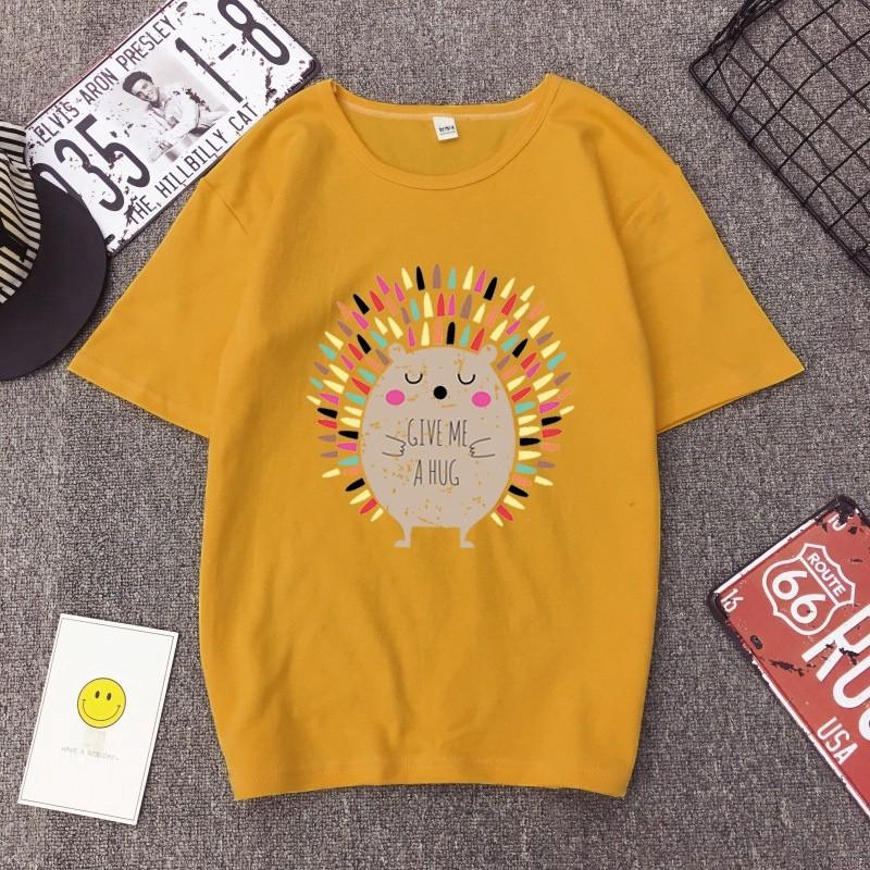 Áo thun cổ tròn in hình năng động cho nữ