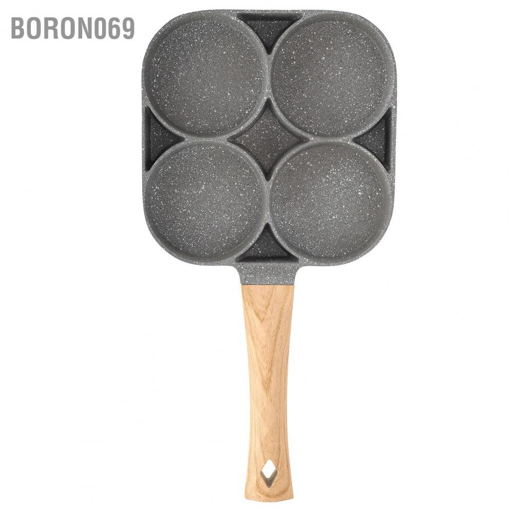 Nồi chiên trứng 4 lỗ Pancake Pan với Tay cầm gỗ cho Bếp từ Phụ kiện bếp Boron069