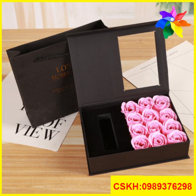 Hộp đựng son kèm hoa sáp cao cấp - Rose Lipstick Gift Box