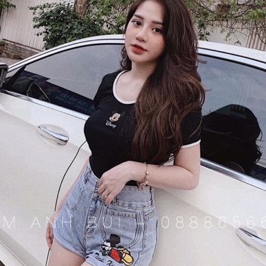 Áo phông thêu chuột mickey