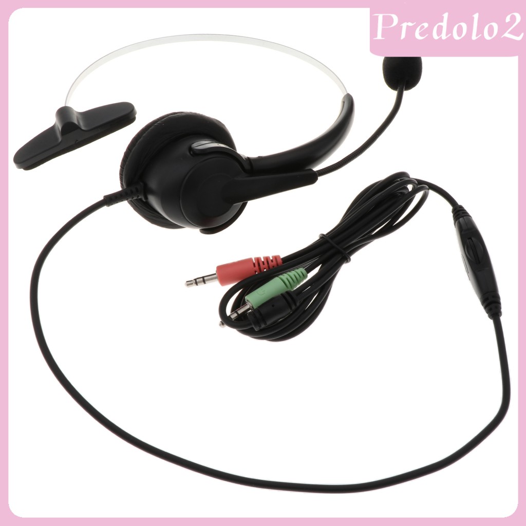 [PREDOLO2] 3.5mm Call Center Telephone Headphone w/ Noise Cancelling Monaural Headset