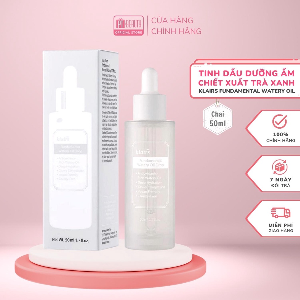 Serum Dưỡng Ẩm Chuyên Sâu Chiết Xuất Trà Xanh Dear Klairs Fundamental Watery Oil 50ml