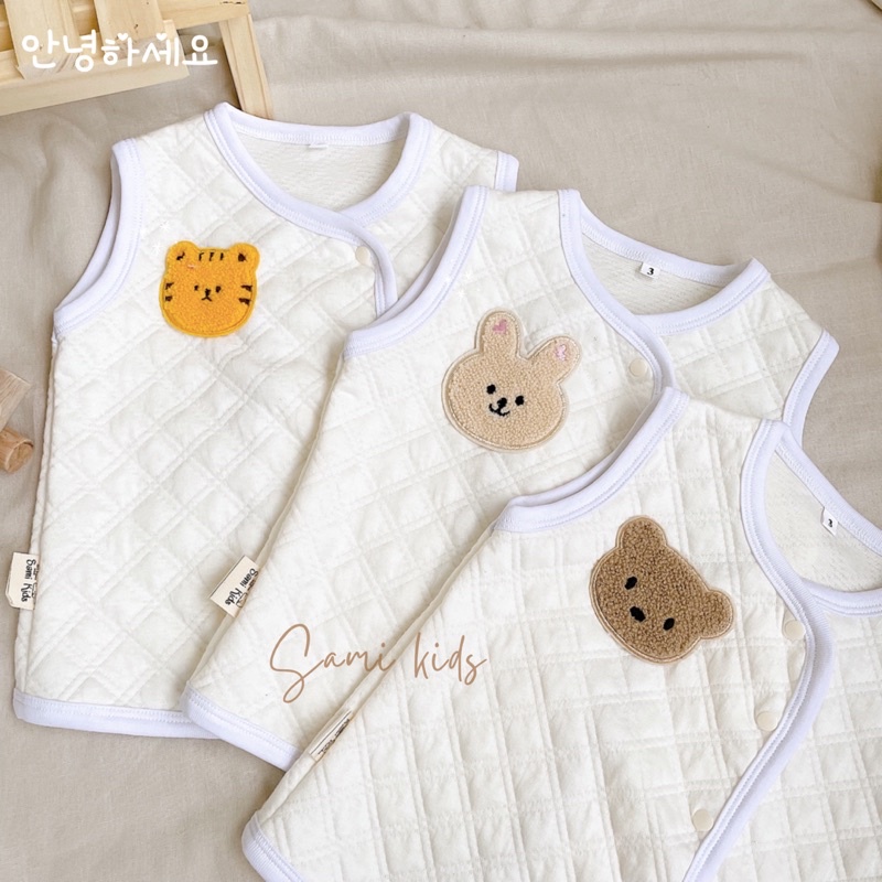 áo gile chần bông thêu giữ ấm ngực bé 4-15kg SAMIKIDS