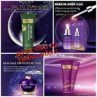 Combo Tẩy tế bào chết. Serum Diệp Lục. Sữa rửa mặt. Face vip Tuyết sứ Mocha