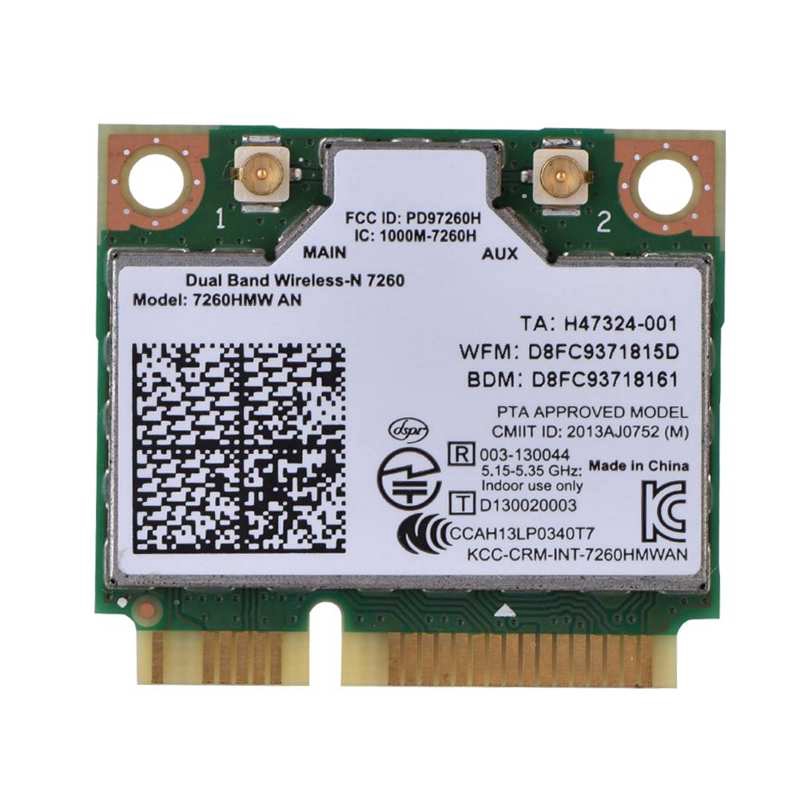 [Ready Stock] Card Wifi Băng Tần Kép Intel 7260an 7260hmw Mini Pci-E 300m Bluetooth 4.0 Chất Lượng Cao