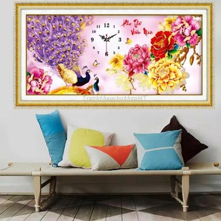 Tranh thêu chữ thập đồng hồ phu thê viên mãn lv3161 88*38cm