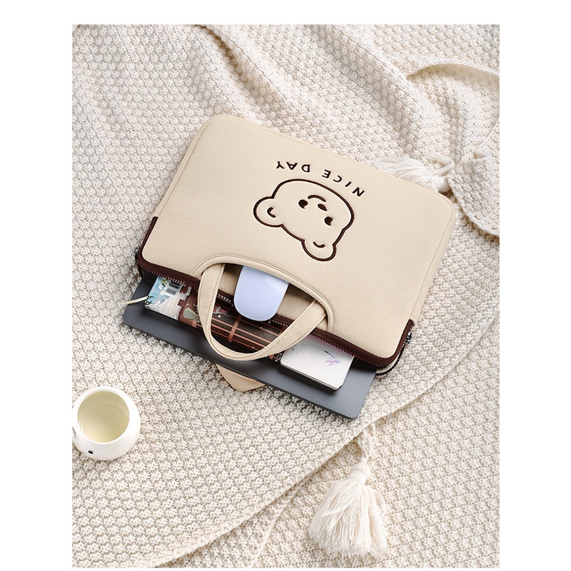 Túi Đựng Laptop In Hình Gấu Dễ Thương Cho Macbook Air Pro M1 13 Retina 11.6 13.3 15.6 Lenovo Huawei