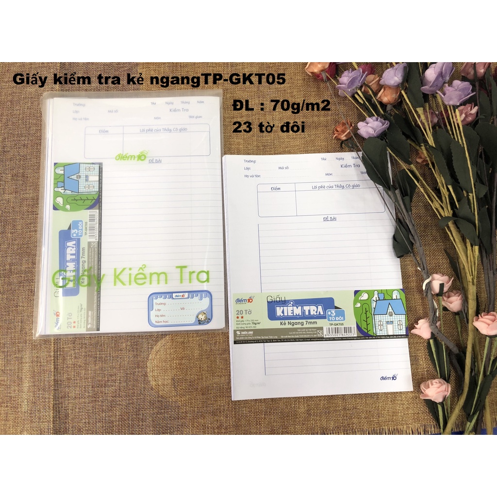 Giấy kiểm tra Thiên Long dòng kẻ ngang TP-GKT05,TP-GKT06