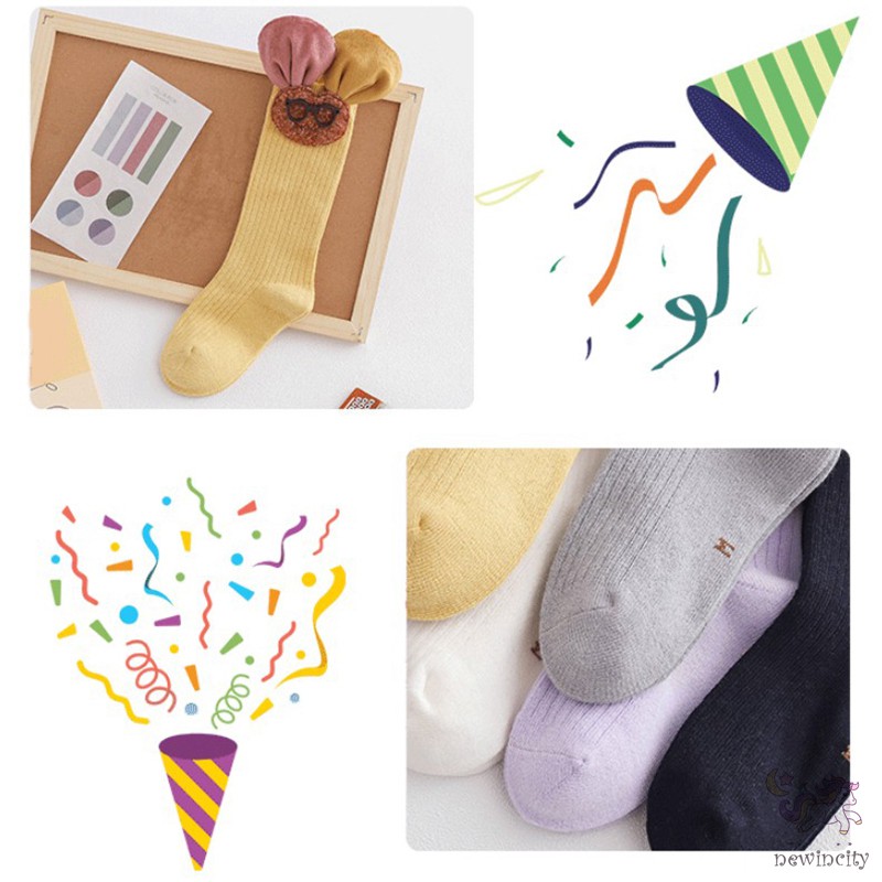 Vớ cotton màu trơn thiết kế kiểu dáng hoạt hình phong cách thời trang Hàn Quốc cho nữ