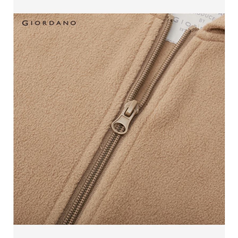 Áo khoác GIORDANO 13372820 vải nỉ dạ màu trơn có khóa kéo thời trang cho nữ