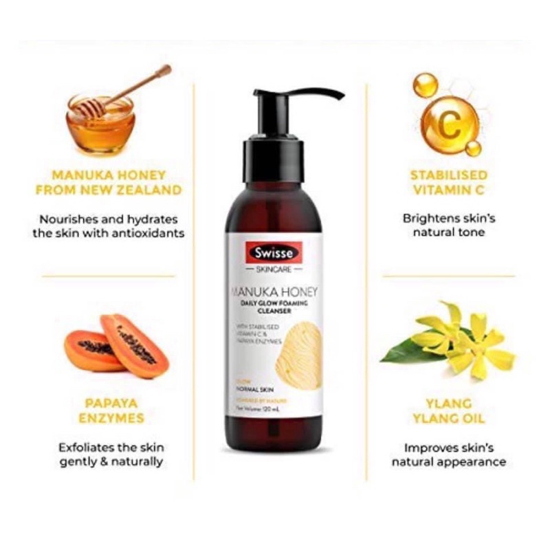 Sữa rửa mặt Swisse skincare mật ong Manuka - da nhạy cảm & da mụn