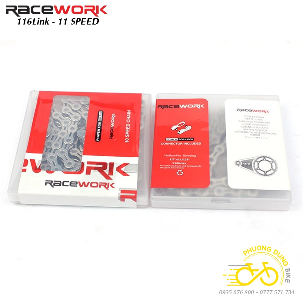 Xích sên bán rỗng xe đạp RACEWORK 11 Speed - Fullbox