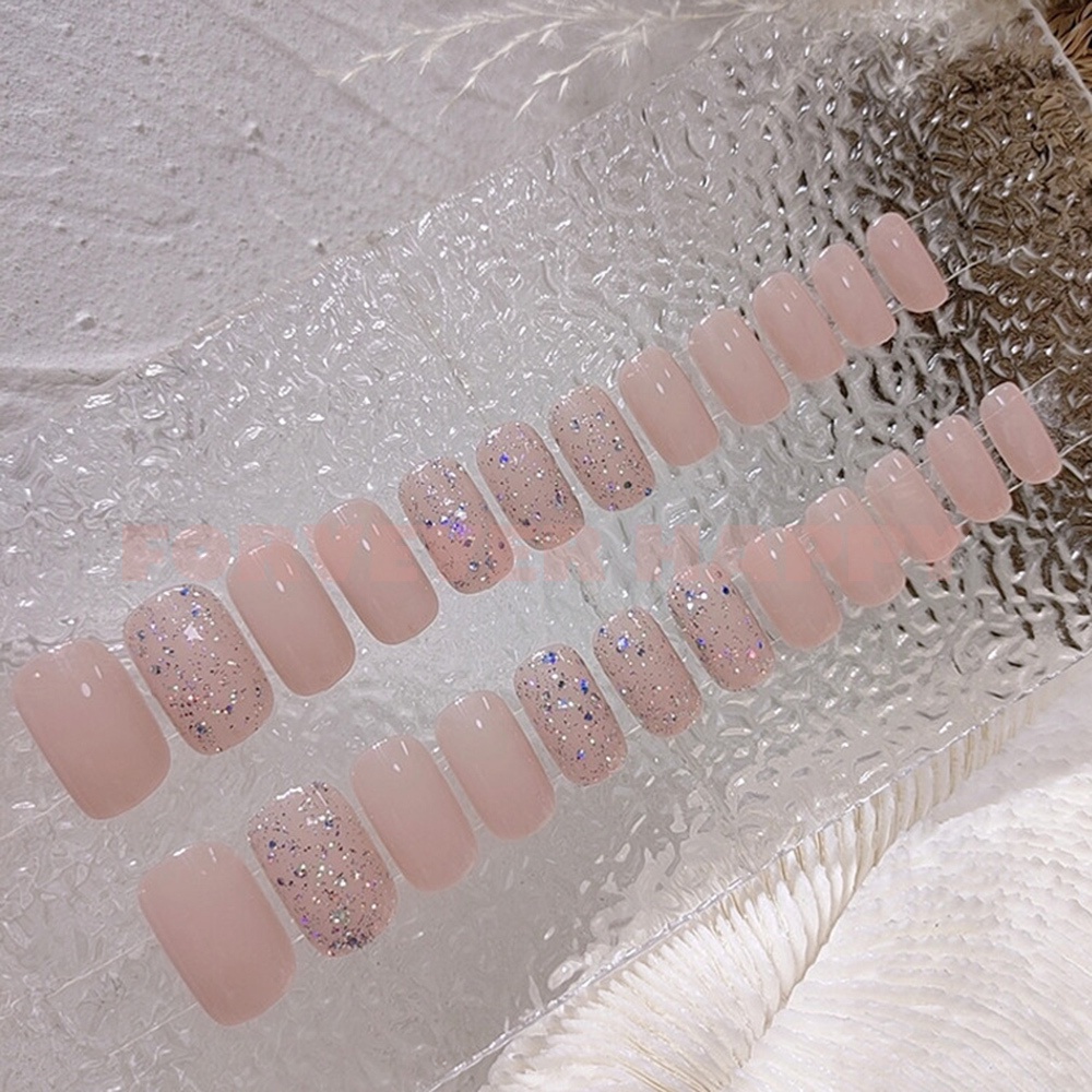 Bộ 24 Móng Tay Giả Màu Trà Sữa/Trà Sữa Dài Trung Bình Thời Trang Cho Nữ DIY