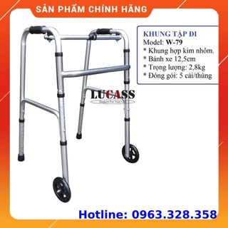 Khung Tập Đi Cho Người Già, Khung Hợp Kim Nhôm Có Bánh Xe Chống Trơn Trượt - [Hàng Chất Lượng]