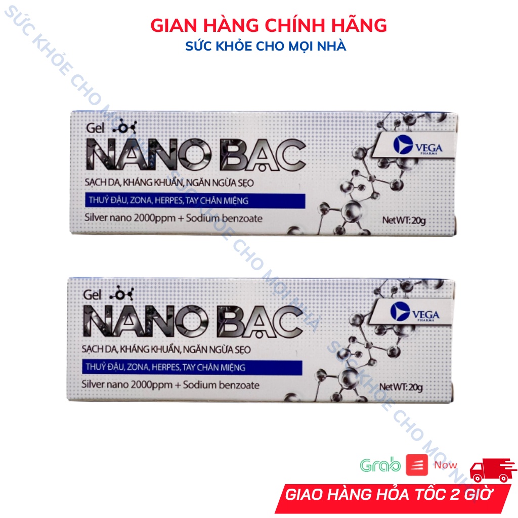 Gel bôi Nano bạc sạch da kháng khuẩn ngăn ngừa sẹo,thủy đậu mẩn ngứa tay chân miệng.suckhoechomoinha