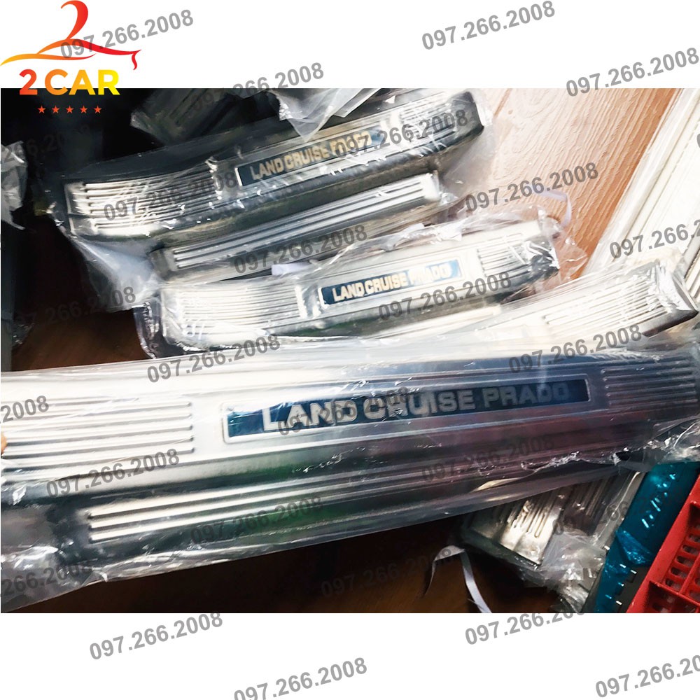 Ốp bậc cửa, Nẹp bước chân xe Toyota Land Cruiser Prado - Mẫu INOX