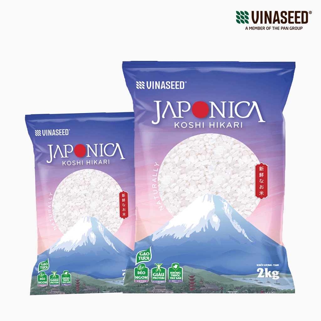 Gạo Nhật Japonica Koshi Hakari 2kg thơm ngon hảo hạng - Vinaseed