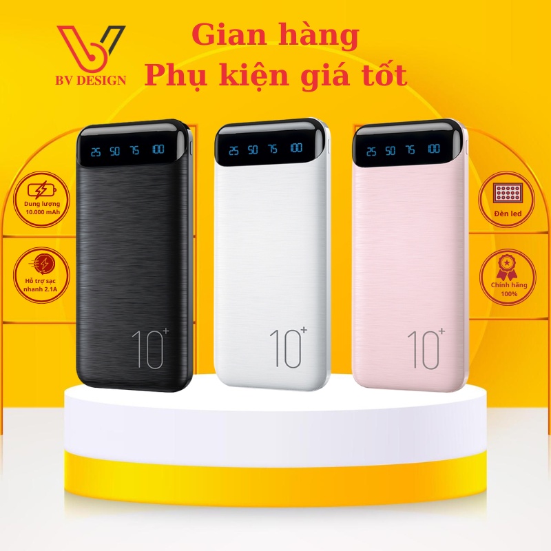 Pin sạc dự phòng 10000mah WK WP-161 Sạc dự phòng mini chính hãng sạc nhanh 2.1A lõi lithium polymer bền bỉ - BAOVY