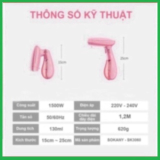 BÀN LÀ HƠI NƯỚC CẦM TAY SO.KA.NY 3060  CÔNG SUẤT 1500W, BÀN ỦI HƠI NƯỚC SONAKY MẪU MỚI. BẢO HÀNH LỖI 1 ĐỔI 1