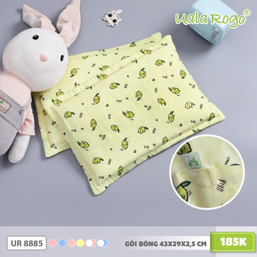 Gối ngủ cho bé Uala rogo ruột bông cotton mềm mại đàn hồi ngủ ngon 0-5 tuổi 8885