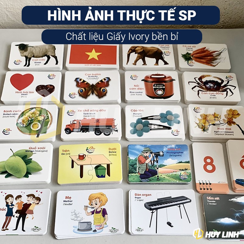 Bộ thẻ học thông minh cho bé HL785 - Bộ thẻ song ngữ Anh Việt 16 chủ đề Flashcards Smart For Kid (416 thẻ PCS)