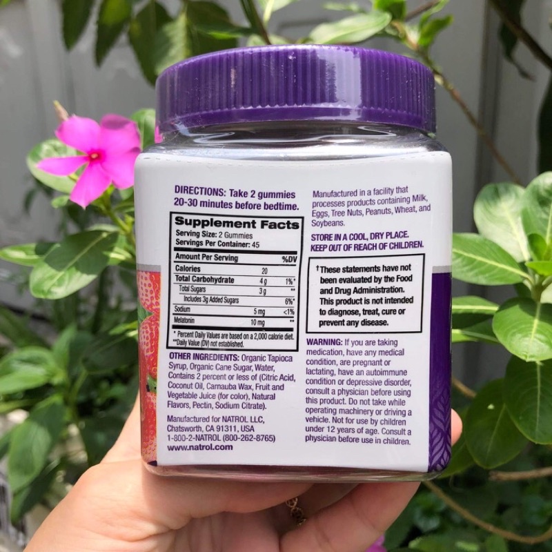 Kẹo dẻo hỗ trợ giấc ngủ Natrol Melatonin 10mg hộp 90v