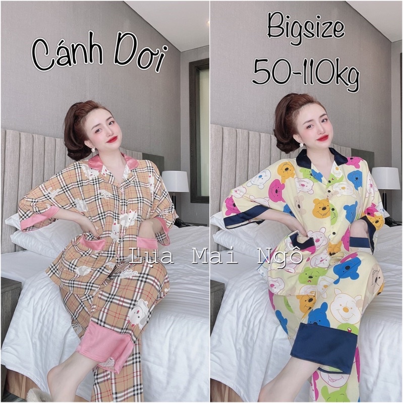 (50-110kg) Bộ Ngủ Bigsize Lụa Cao Cấp - Siêu Cute