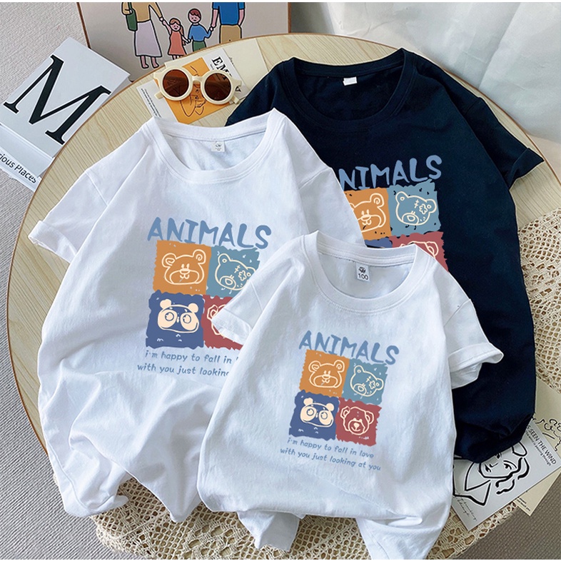 Áo gia đình Familylove - Mẫu Áo Đồng phục gia đình Họa Tiết Động Vật Đáng Yêu Animal chất liệu cotton 100% co giãn