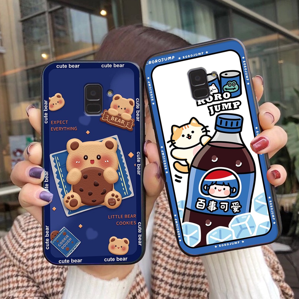 Ốp lưng Samsung A6 2018 / A8 2018 in hình 3D GẤU cute be@r, soda, happy day cực hot ,thời thượng