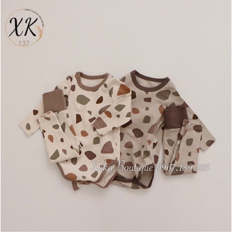 Set Body và Quần cho bé sơ sinh 0-2 tuổi Hàn Quốc Cotton dài tay thu đông