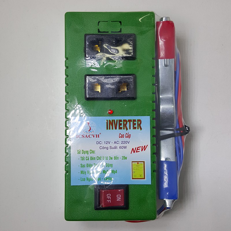 Combo 2 Bộ đảo điện 12v ra 220v công suất 60w (nhiều màu)