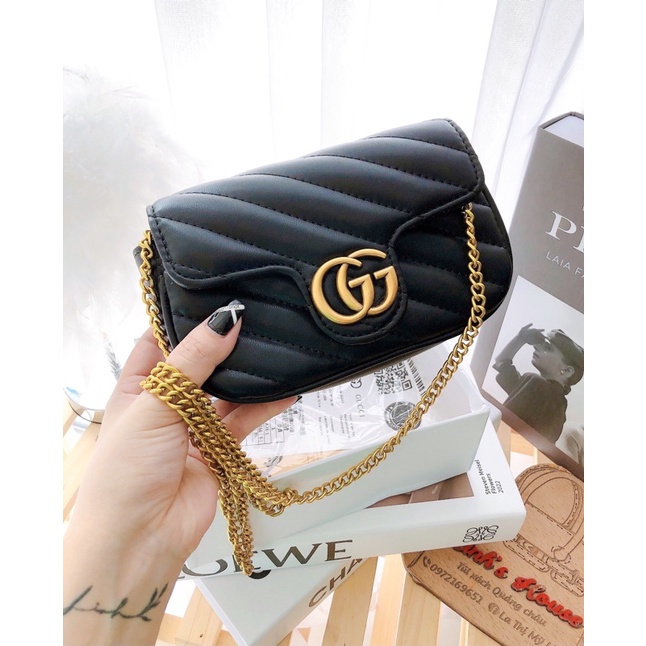 Túi chữ G nâu tây sang chảnh size 18fullbox