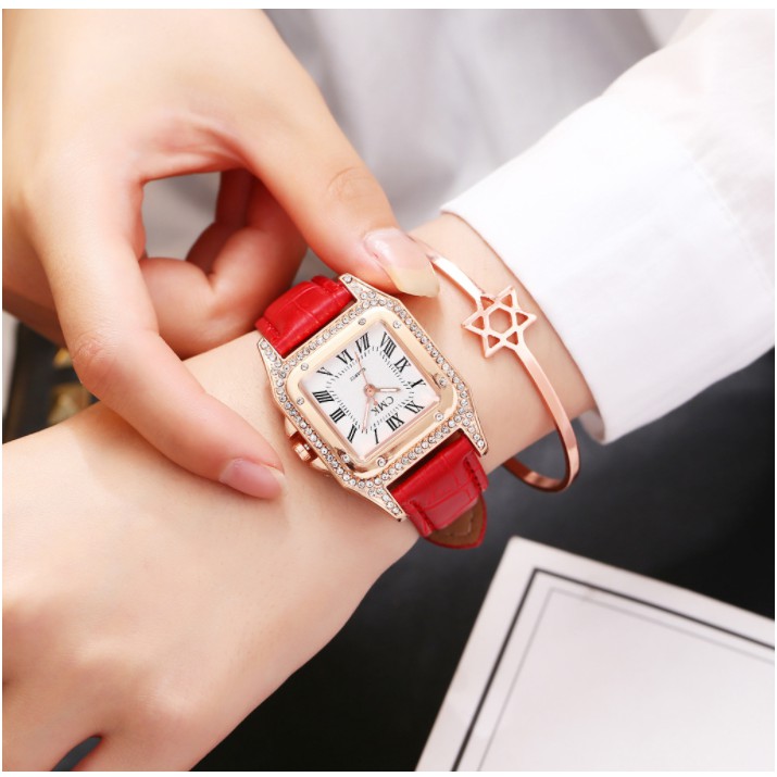 Đồng Hồ Kegllect Đính Kim Cương Dây Da Sang Trọng