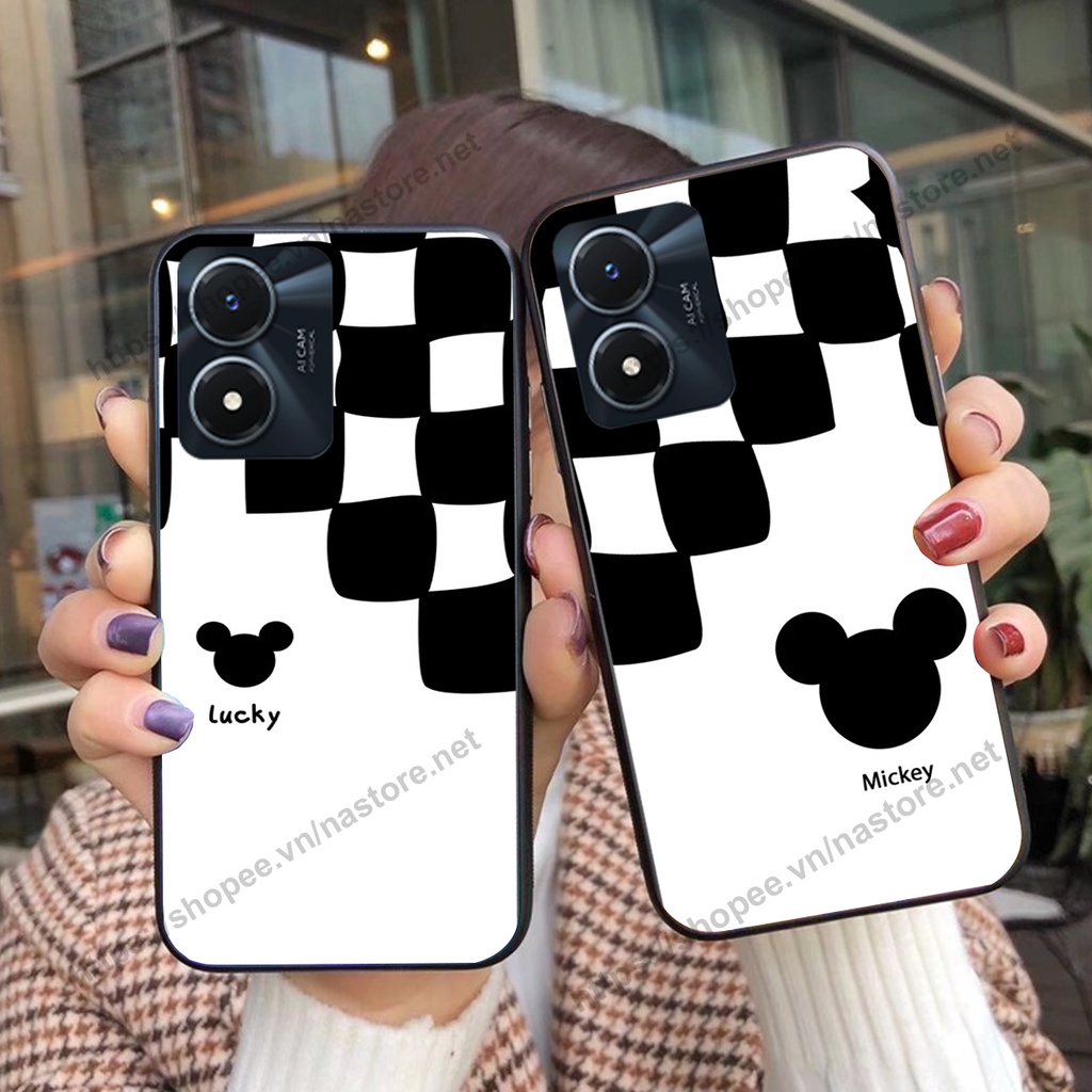 Ốp lưng Vivo Y01 - Vivo Y02S trái tim họa tiết caro, mikey họa tiết beabrick kaws cute