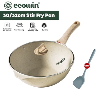 Chảo đá Maifan ECOWIN chống dính không khói có nắp đậy kích thước 30/32cm