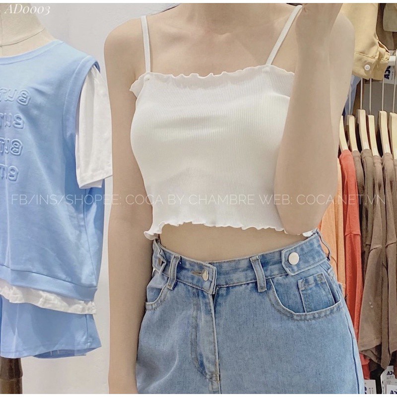 Áo 2 dây thun tăm co giãn siêu rẻ chất vải mềm mịn thoáng mát Queenshop