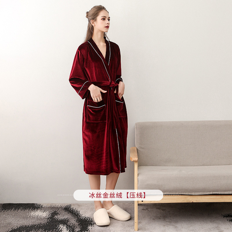 áo nữ đồ bộ pyjama Pijama Áo Choàng Ngủ Vải Phi Bóng Sang Trọng Cho Cặp Đôi Áo choàng tắm Đồ ngủ đôi đồ mặc nhà thu đông lụa cặp đôi cao cấp nam