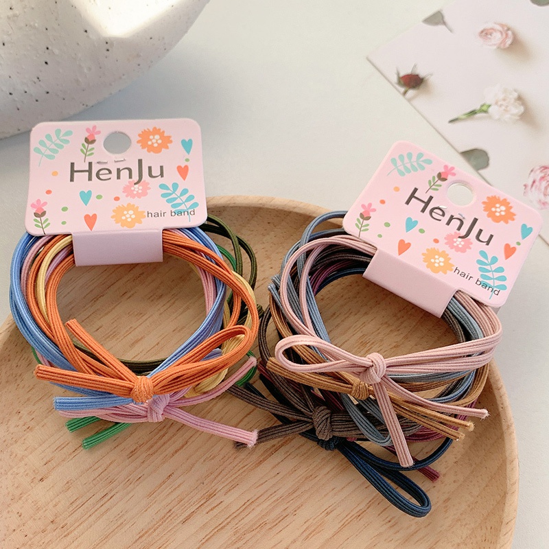 Set 6 Dây Buộc Tóc Màu Sắc Ngọt Ngào Phong Cách Hàn Quốc Cho Nữ