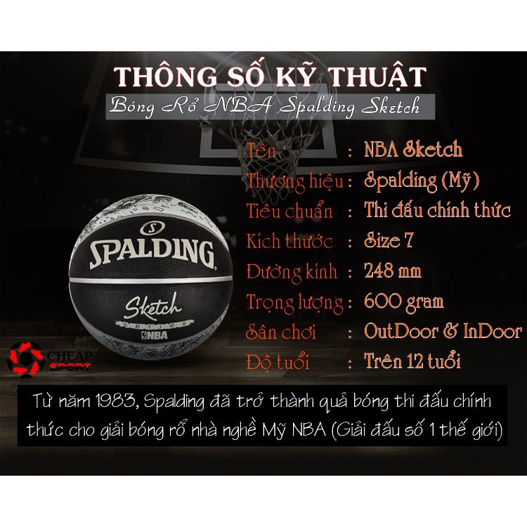 Tổng Bóng Rổ Spalding Sketch NBA Chính Hãng Xịn Xò New . . 2020 2020 ) ) NHẤT ! ✔️ chuẩn au : ₛ 1212 /