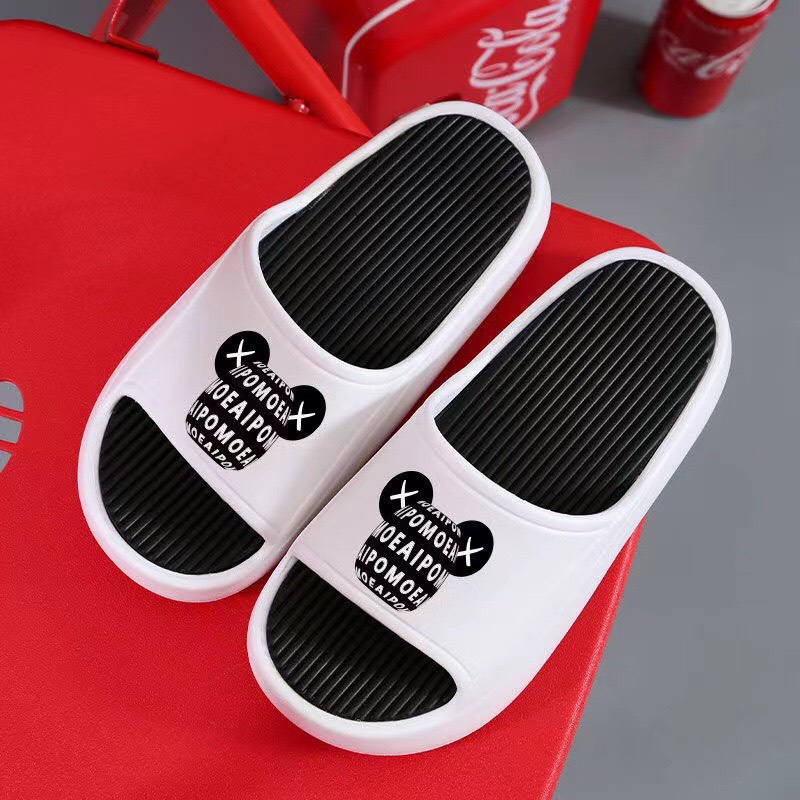 Dép quai ngang đế êm nữ nam 5 cm chất cực bền hình Gấu xinh xắn hot trend