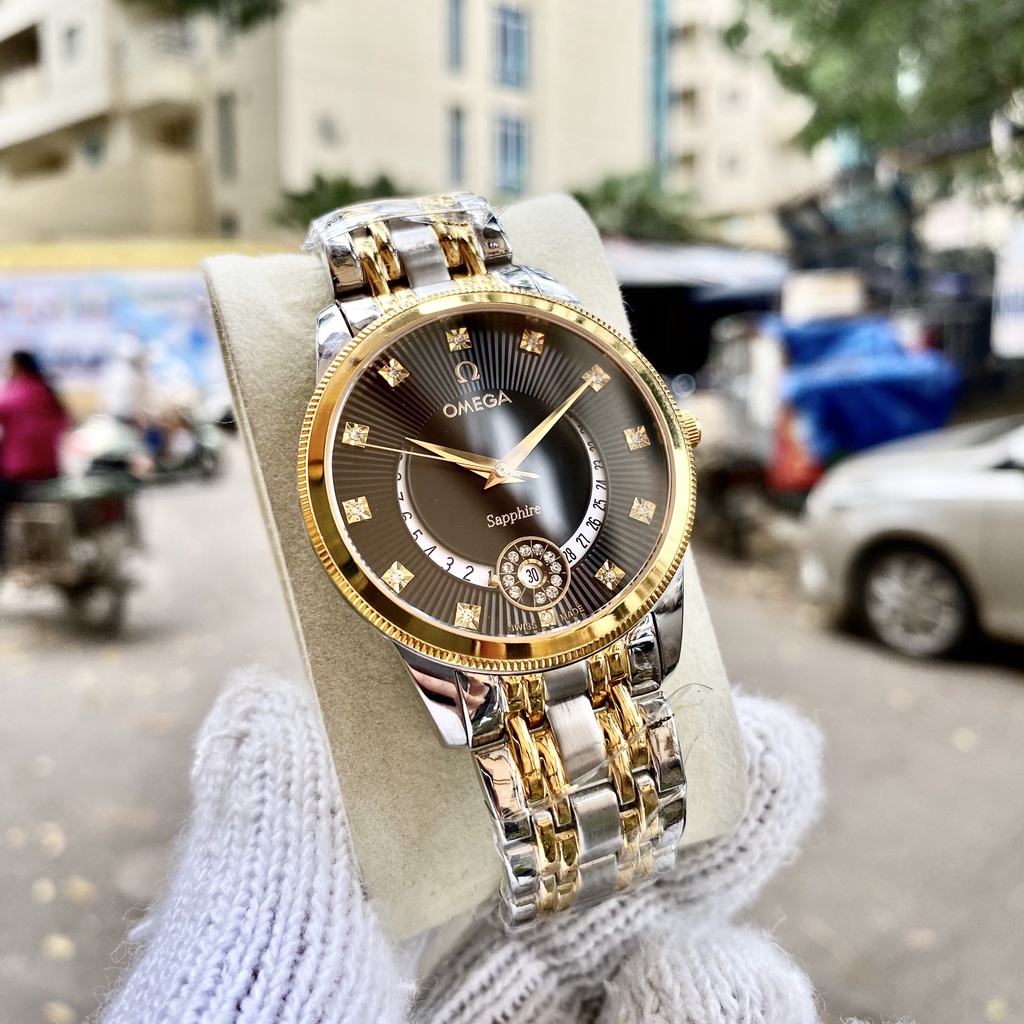 Đồng Hồ NAM 0me.ga OM047 Chống Xước, Chống Nước TUYỆT ĐỐI - TẶNG 1 Vòng Đá Tỳ Hưu + 2 pin AG4