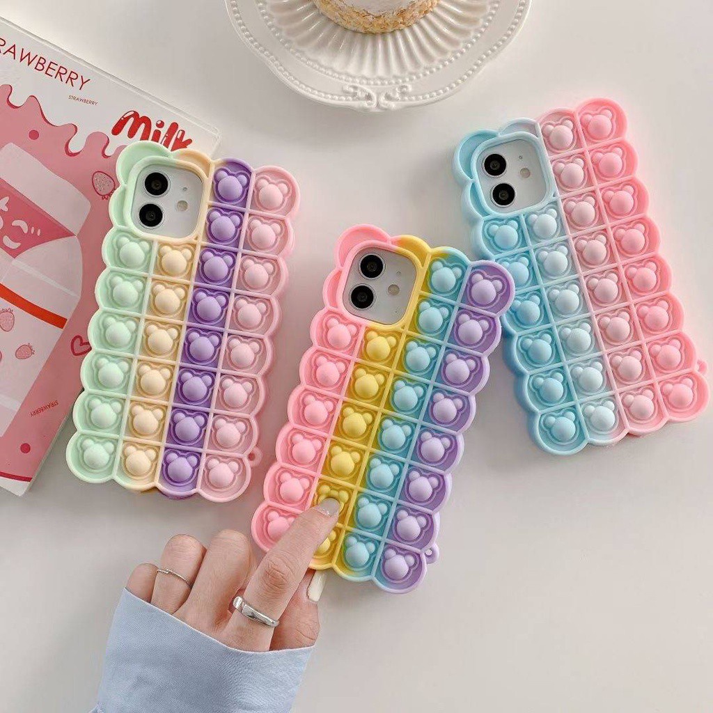 Ốp Điện Thoại Silicone Chống Sốc In Hình Gấu Bánh Quy Cho Iphone 11 12 Pro Max X Xs Xr 6 6s 7 8 Plus